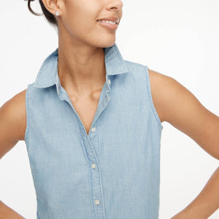 J.Crew - Camisa casual leve de cambraia com botões