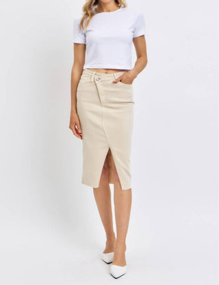 Judy Blue - High Waist Garment Dyed Criss-Cross Front Slit Long Skirt