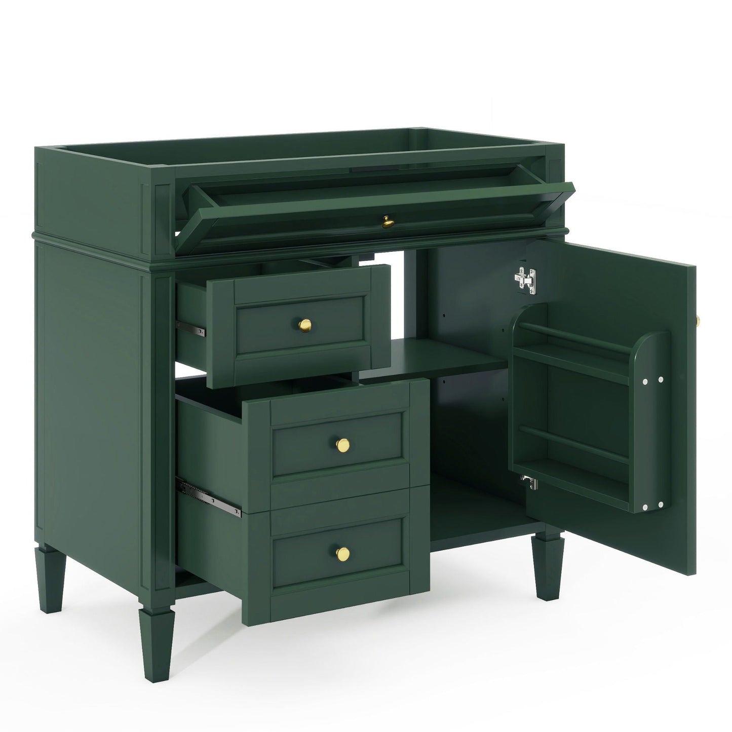 Bathroom Vanity With 2 Drawers and Tip-Out Drawer Storage Cabinet