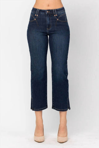 Judy Blue - Calça jeans cropped com fendas laterais
