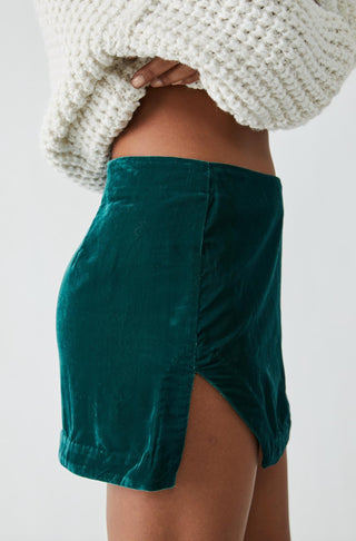Free People - Velvet Curved Hem Mini Skirt