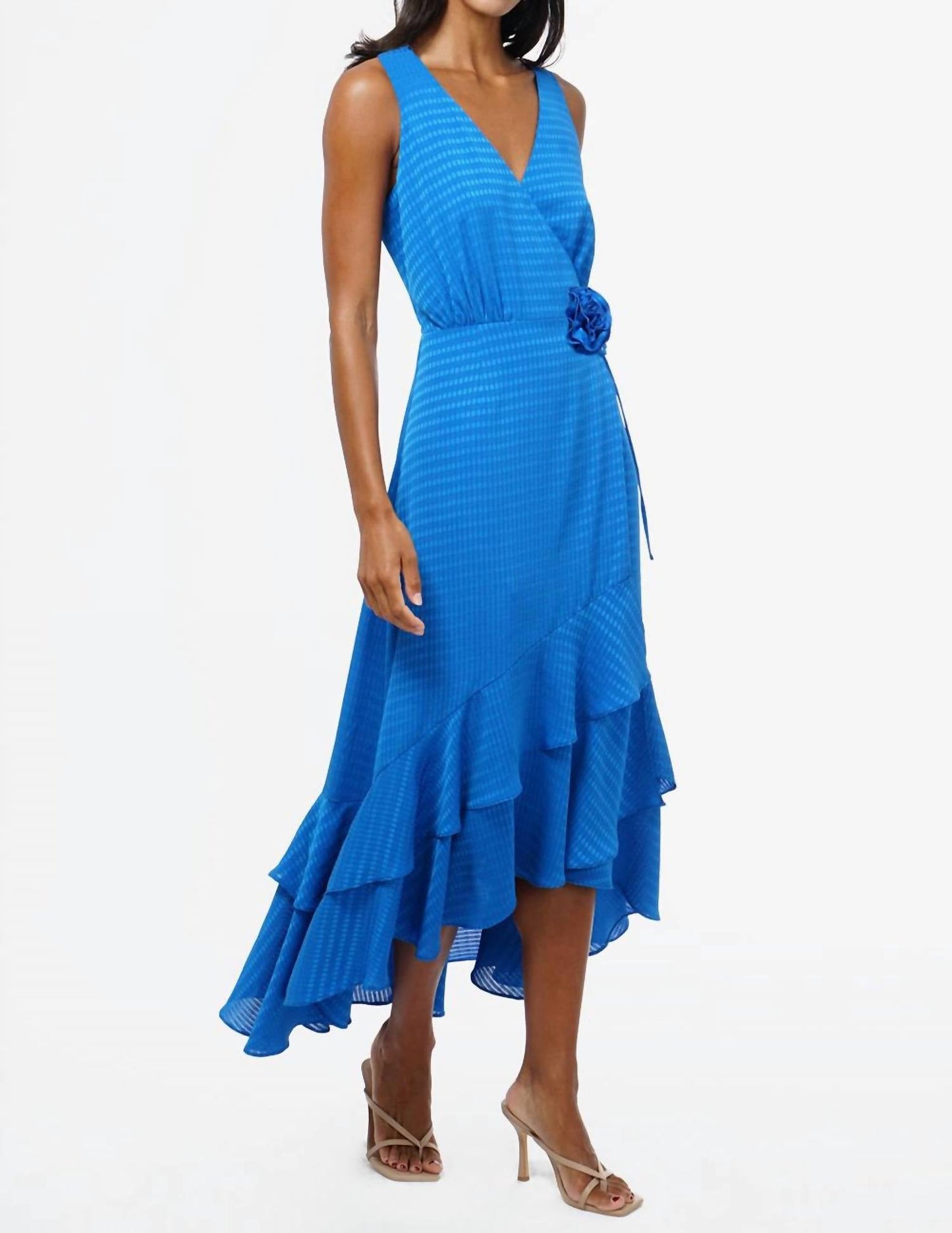 Adelyn Rae - Patricia Textured Rosette Wrap Dress