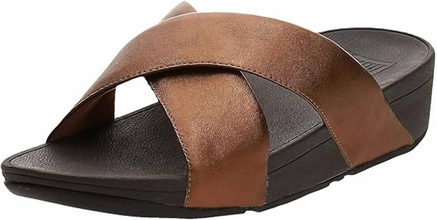 Fitflop - Sandálias Lulu Cross Slide Femininas Couro Cunha Mule