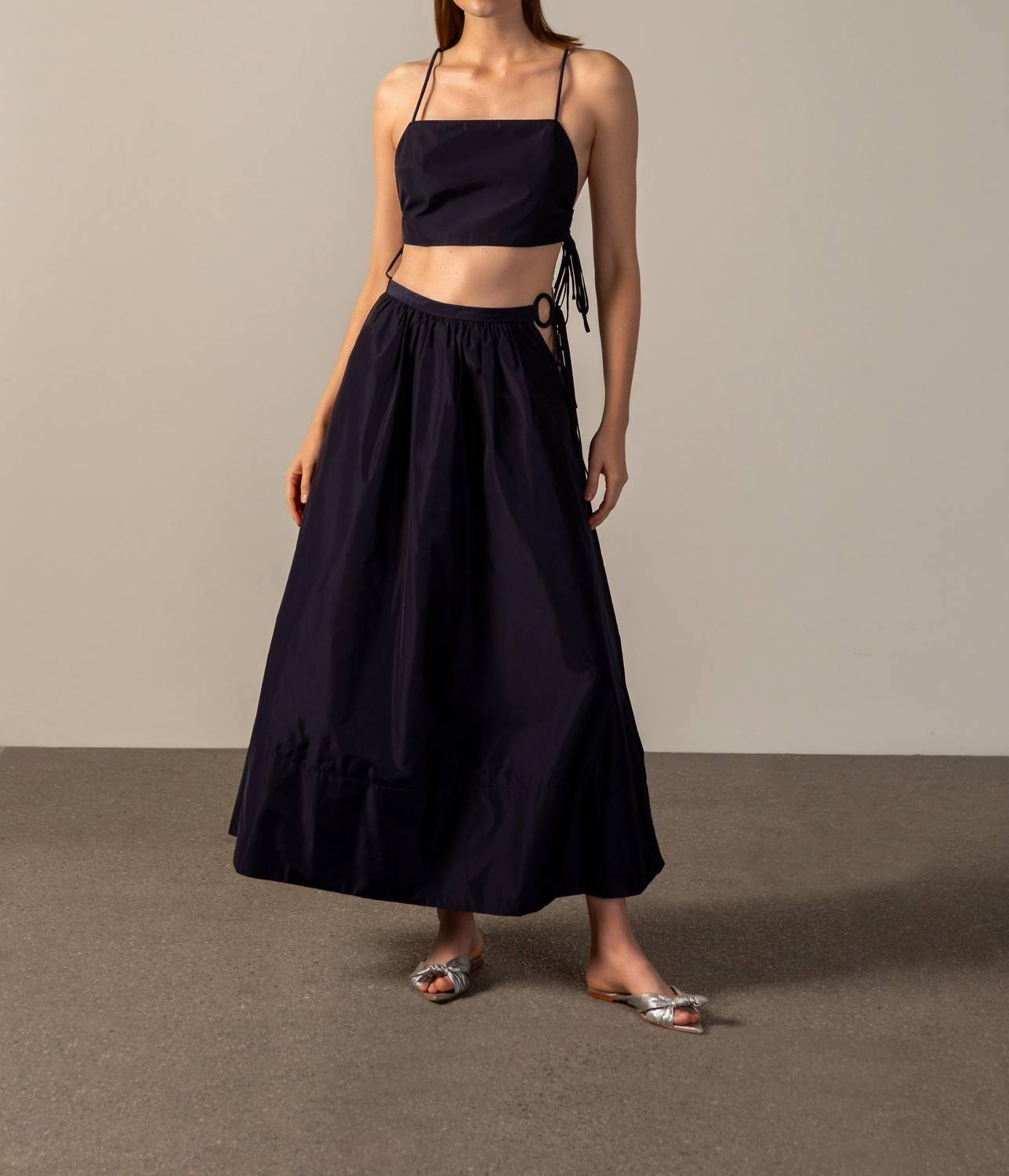 Adriana Degreas - Geometric Spaghetti Strap Crop Top and Voluminous Skirt Set