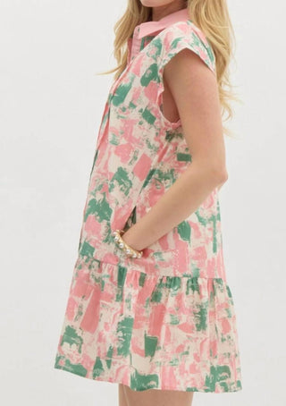 Entro - Vestido Aquarela com Detalhe Pintuck