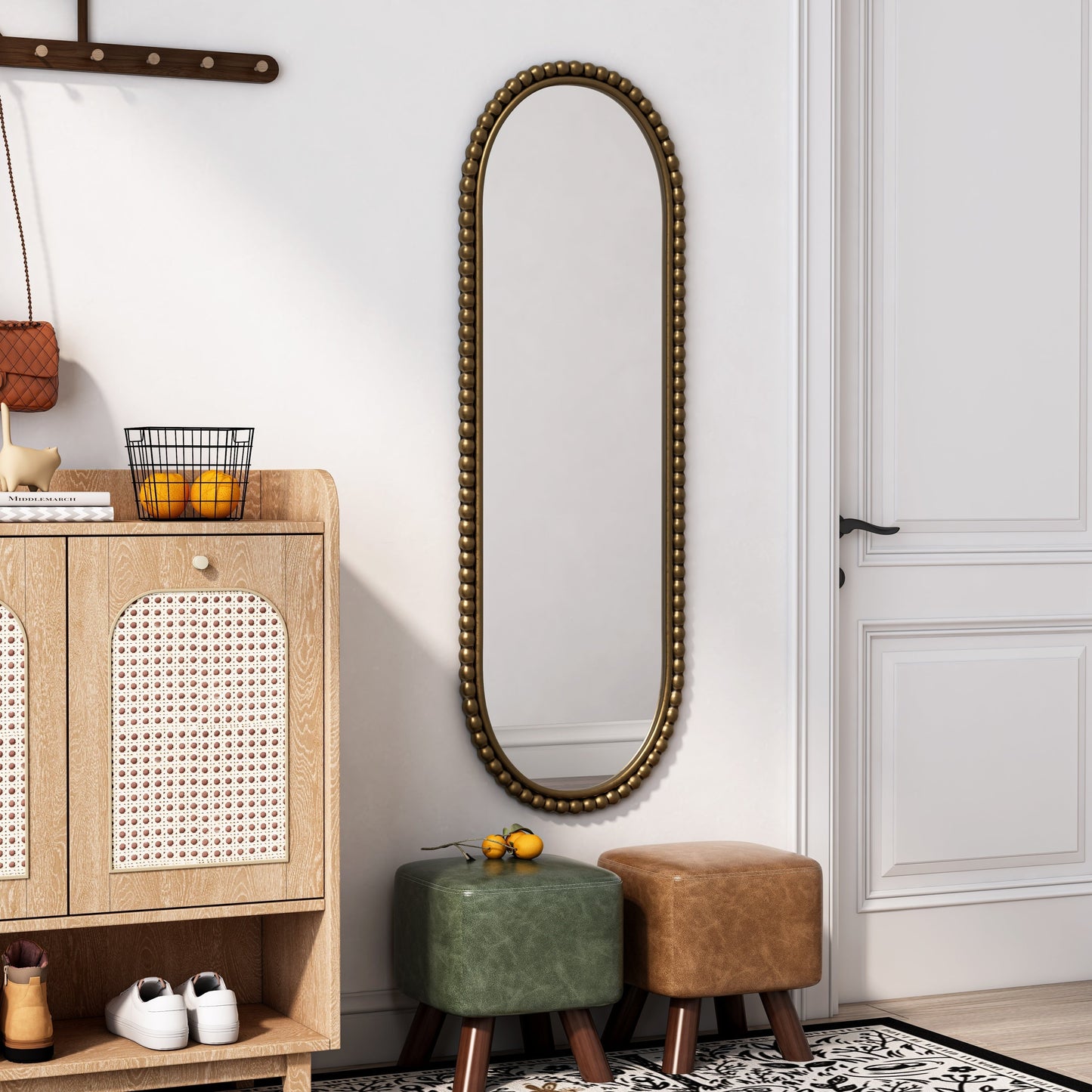 Iron Art Oval Retro Mirror in Gold with Antique Finish