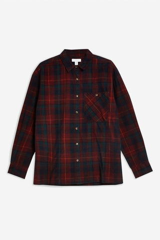 Topshop - Camisa xadrez de veludo cotelê