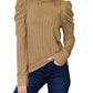 Basic Bae - Ribbed Mock Neck Top With Puff Sleeves