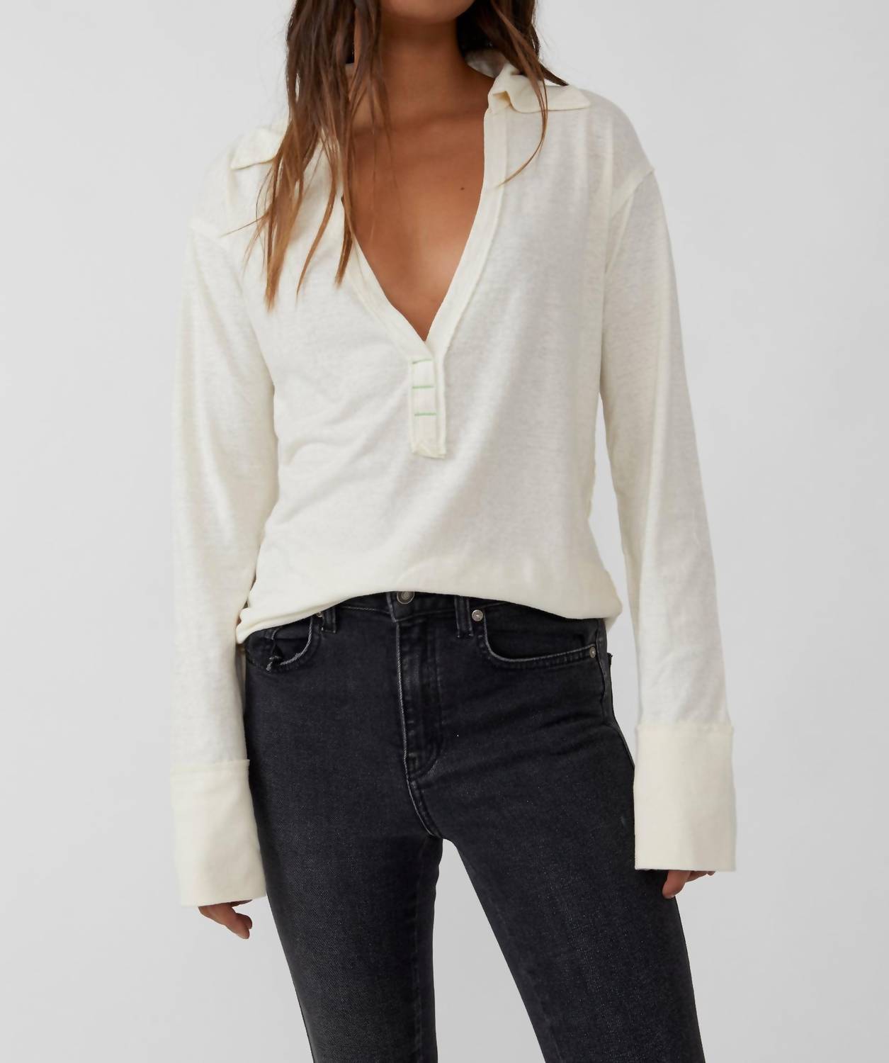 Free People - Raina Johny Collar Long Sleeve Tee