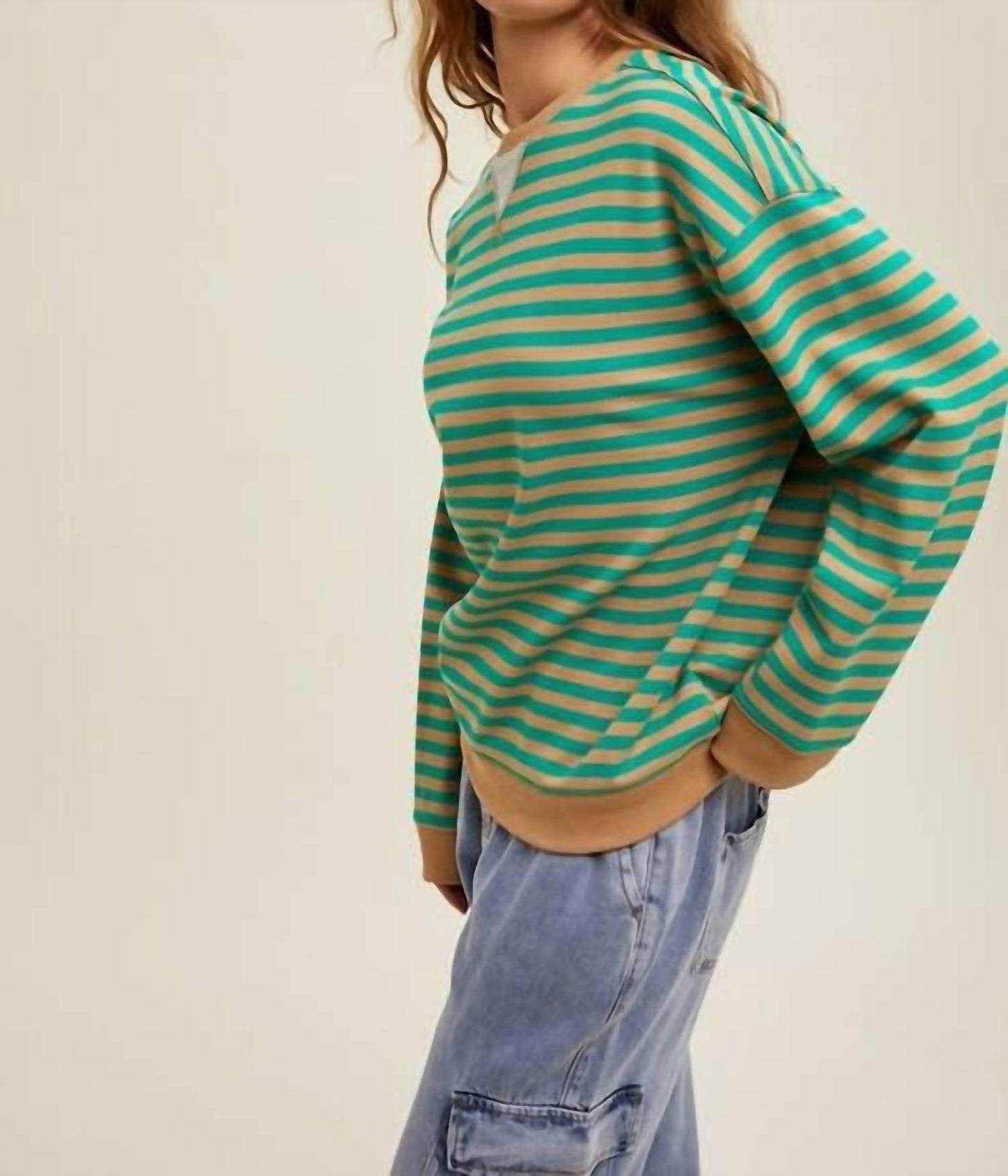 Kissed Apparel - Striped Oversized Crewneck Pullover
