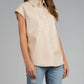 Elan - Cap Sleeve Faux Leather Top