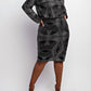 The Curve La - Plus Size Metallic Long Sleeve Top And Knee Skirt Set