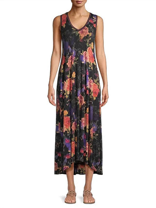 Johnny Was - Vestido longo com decote em V Bossa Nova