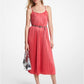 Pleated Satin Belted Slip Dress