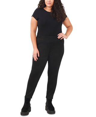 Leggings femininas Vince Camuto plus size com cintura larga e pullon preto rico 1X