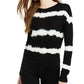 Junior's Tie Dyed Crew Neck Sweater Black Size Medium
