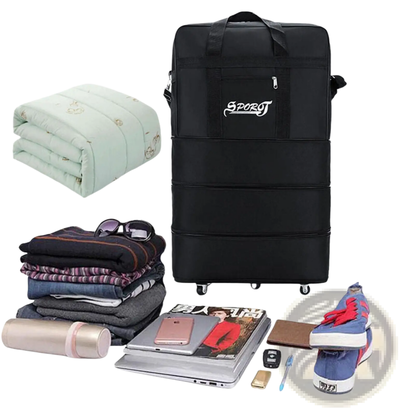 42 Inch Expandable Lightweight Rolling Travel Suitcase