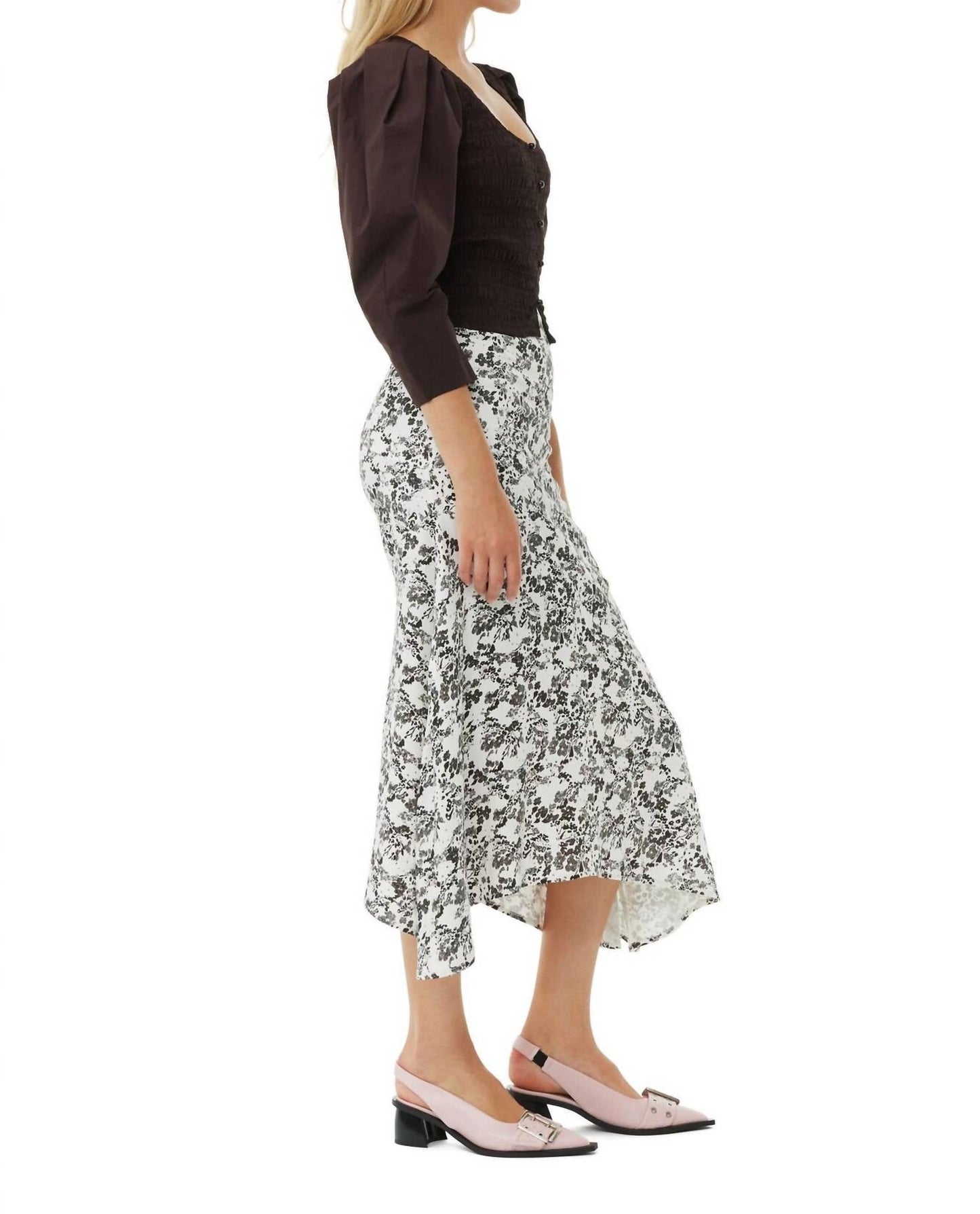 Ganni - Viscose Twill Long Skirt