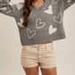 Hem & Thread - Heart V-neck Sweater Top