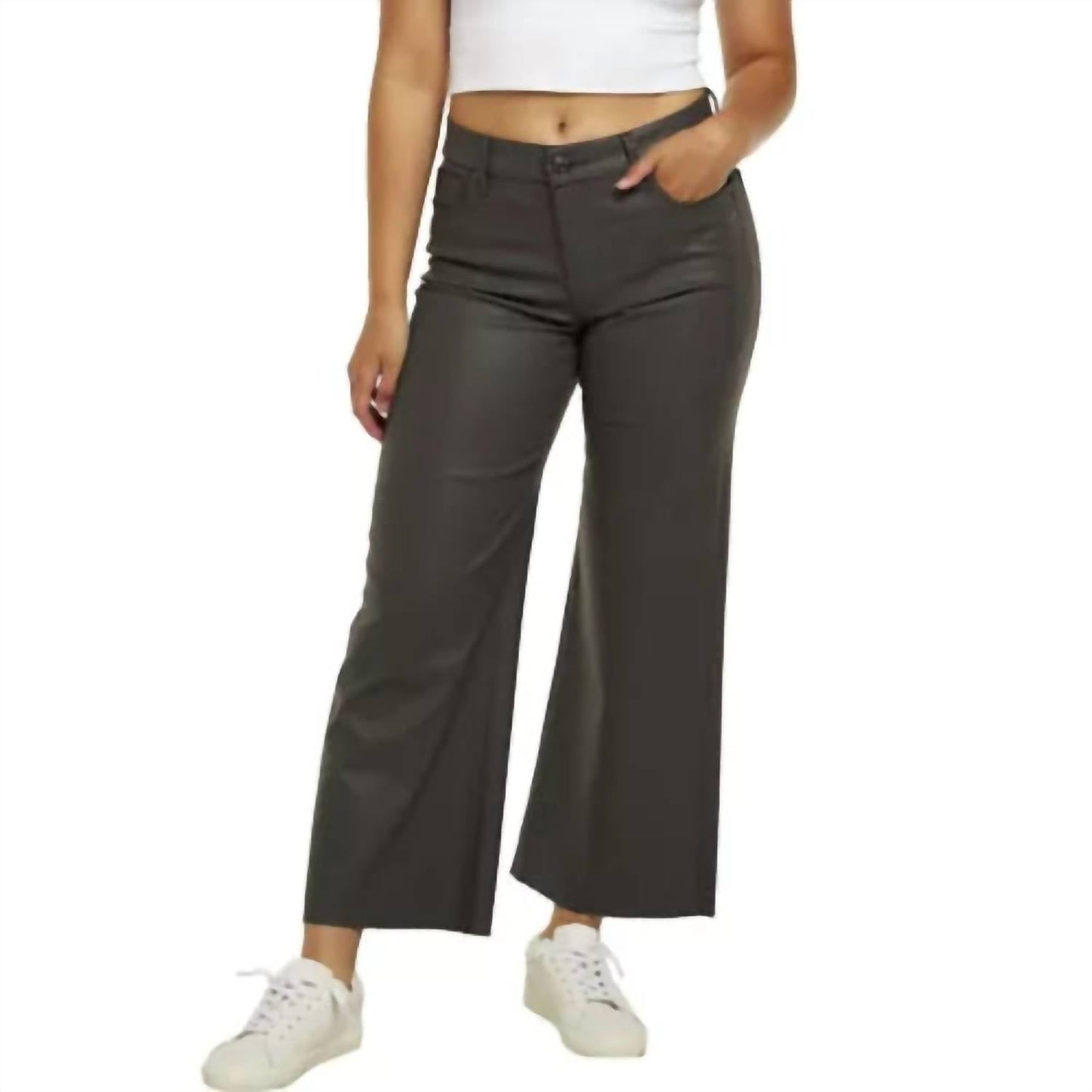 Kut From The Kloth - Meg Coated High Rise Fab Ab Ankle Wide Leg Jeans