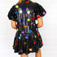 Queen Of Sparkles - Sequin Poof Sleeve Rainbow Paillette Dress