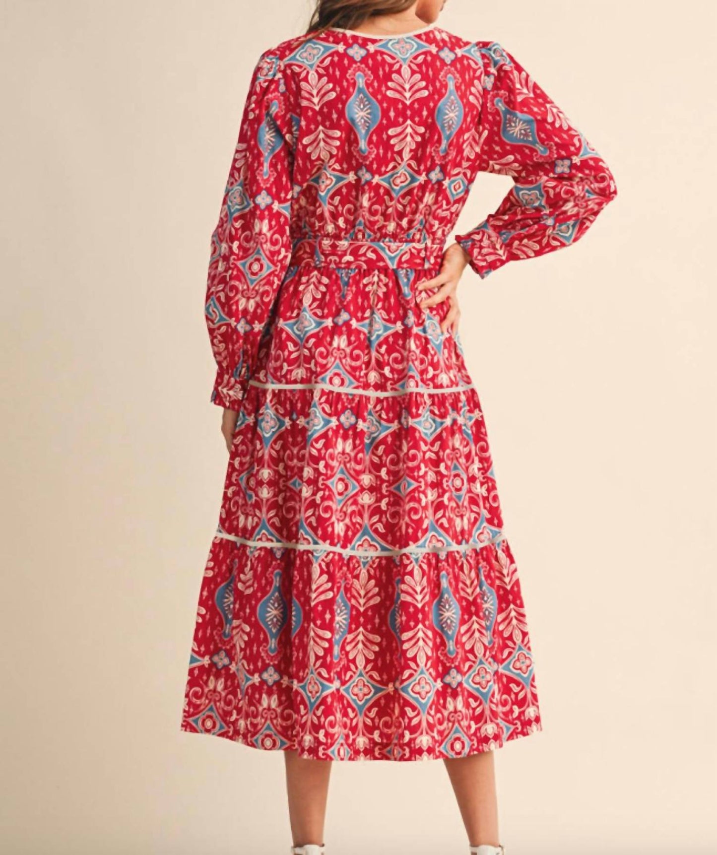 &Merci - Women's Contrast Binding Midi Dress