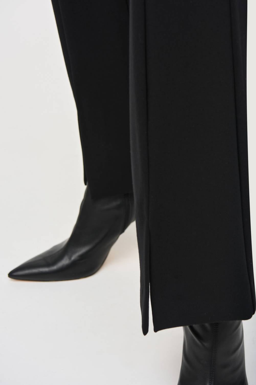 Joseph Ribkoff - Faux Leather Split Hem Flared Trouser