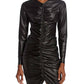Veronica Beard - Bernadette Faux Leather Long Sleeve Ruched Mini Dress