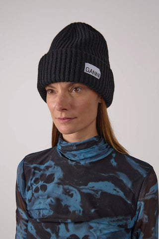 Ganni - Gorro estruturado canelado feminino