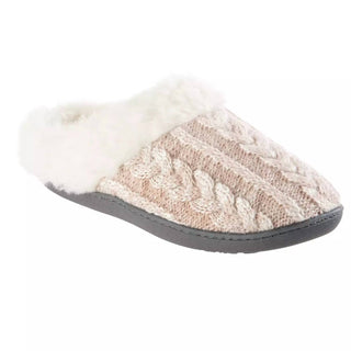 Isotoner - Pantufas femininas de malha grossa Erin com capuz