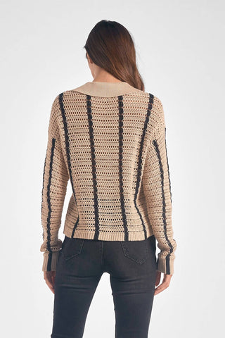 Elan - Collared Stripe Cardigan