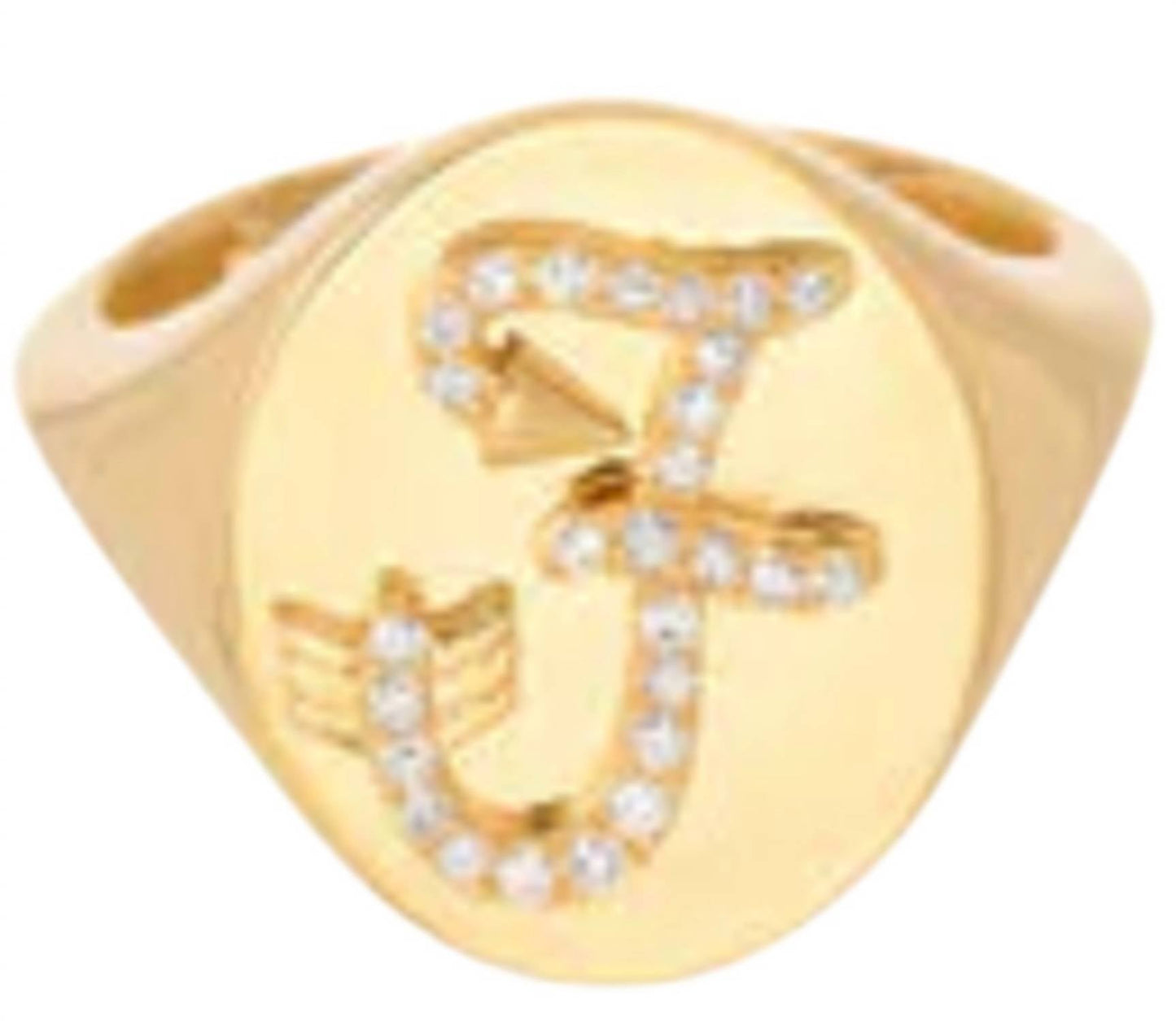Adina Reyter - Women's Diamond Arrow Initial Signet Ring - F