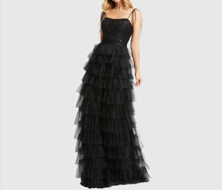 Mac Duggal - Vestido de festa com babados e bustiê de lantejoulas