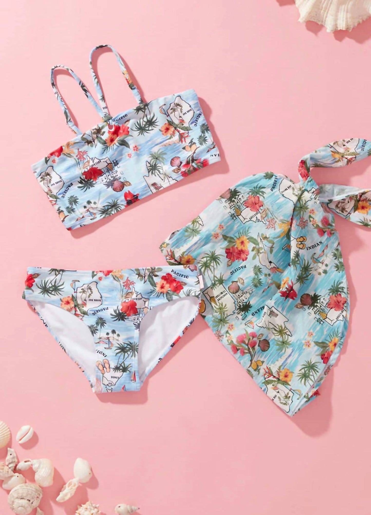 Seafolly - Conjunto de férias de verão para meninas com 3 peças