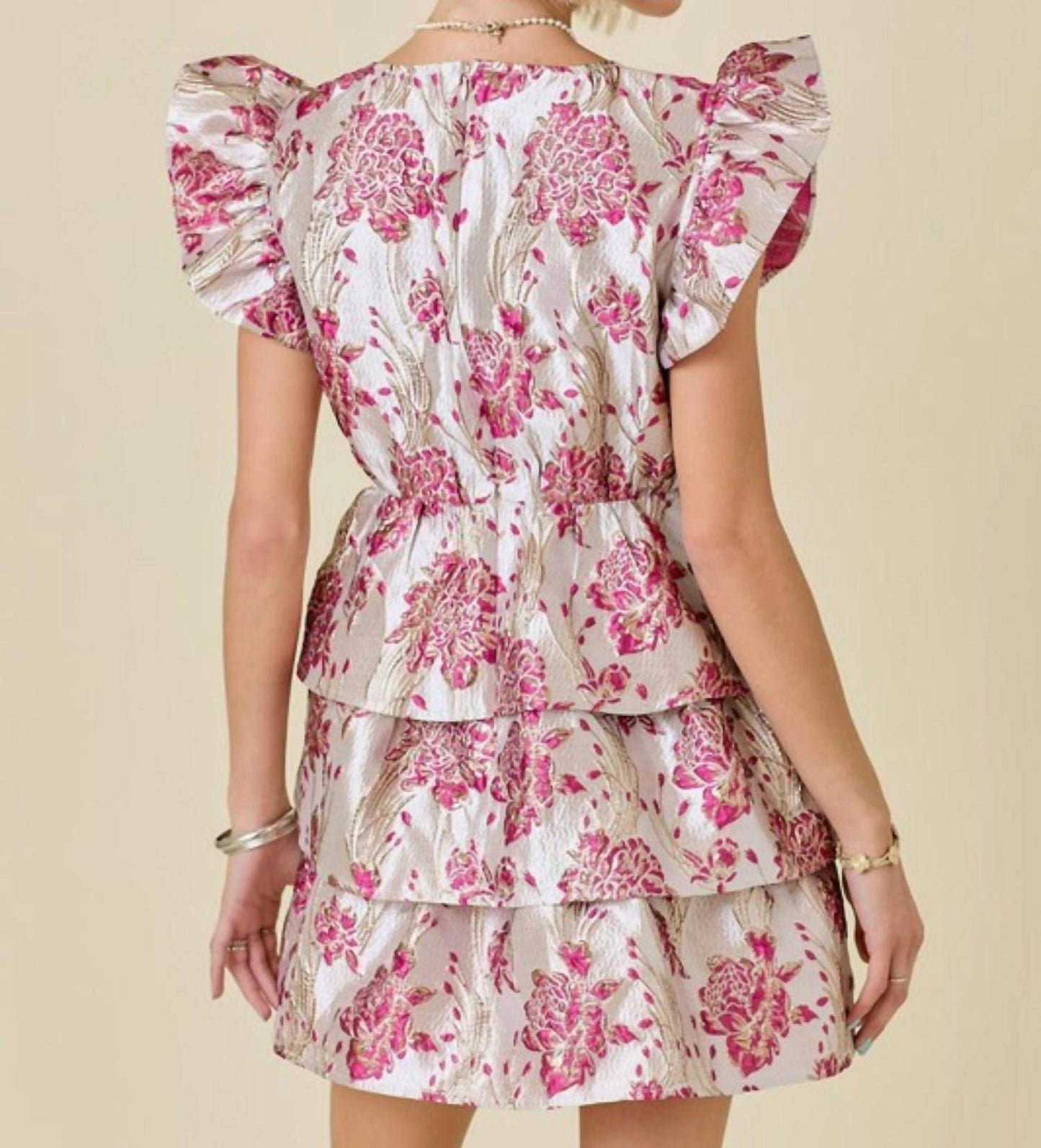 Day + Moon - Floral Jacquard Ruffle Dress