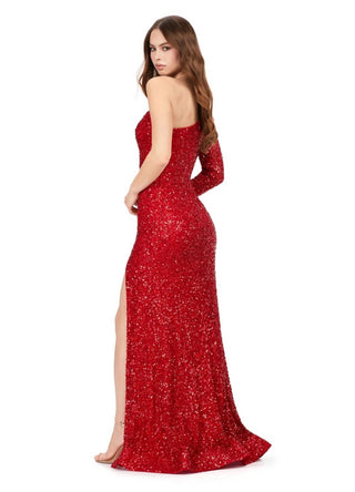 Ashleylauren - One Shoulder Sleeve Prom Dress