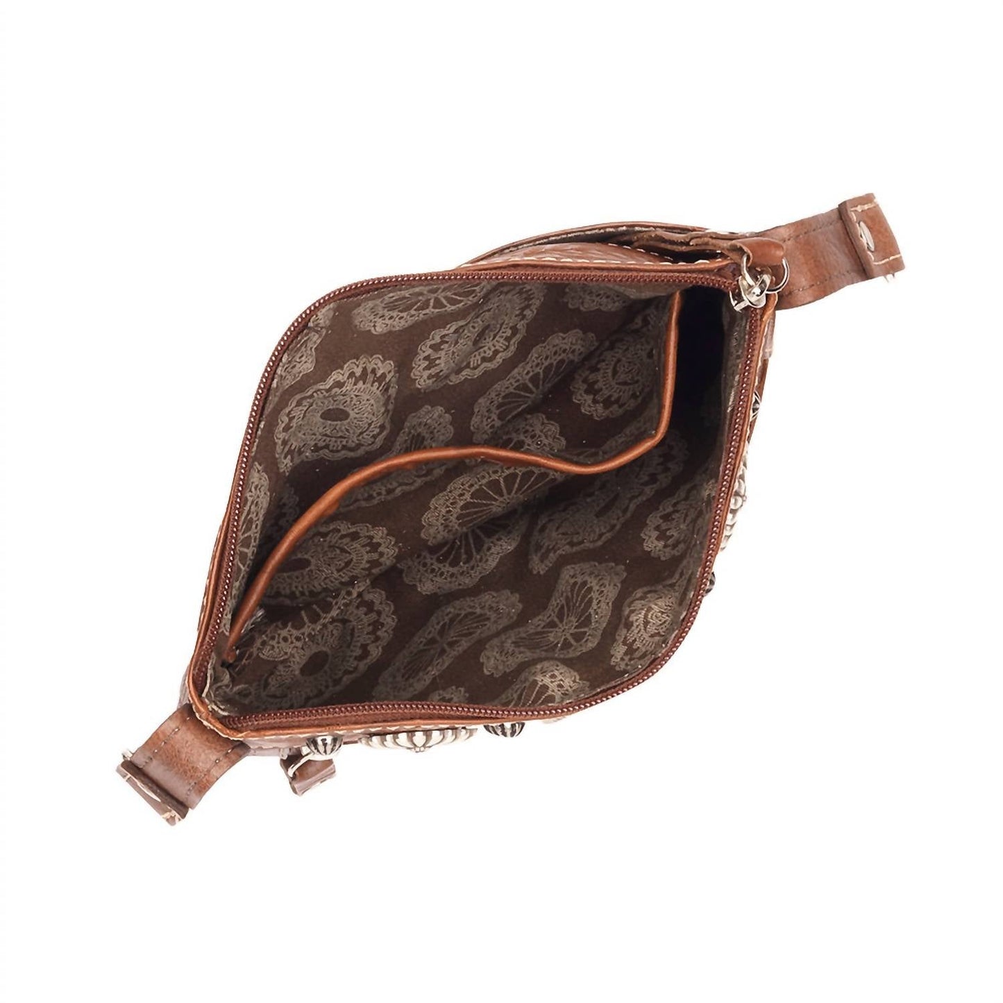 American West - Women's Hand Woven Tapestry Zip Top Shoulder Bag With Fringe