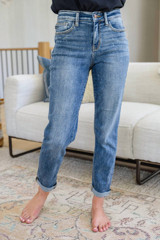 Judy Blue - Calça Jeans Boyfriend Hi Rise Bleach Splash