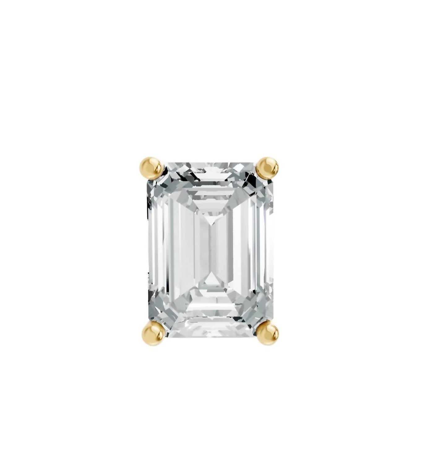 Aamiaa - Women's Emerald Shape 4 Prong Push Back Studs