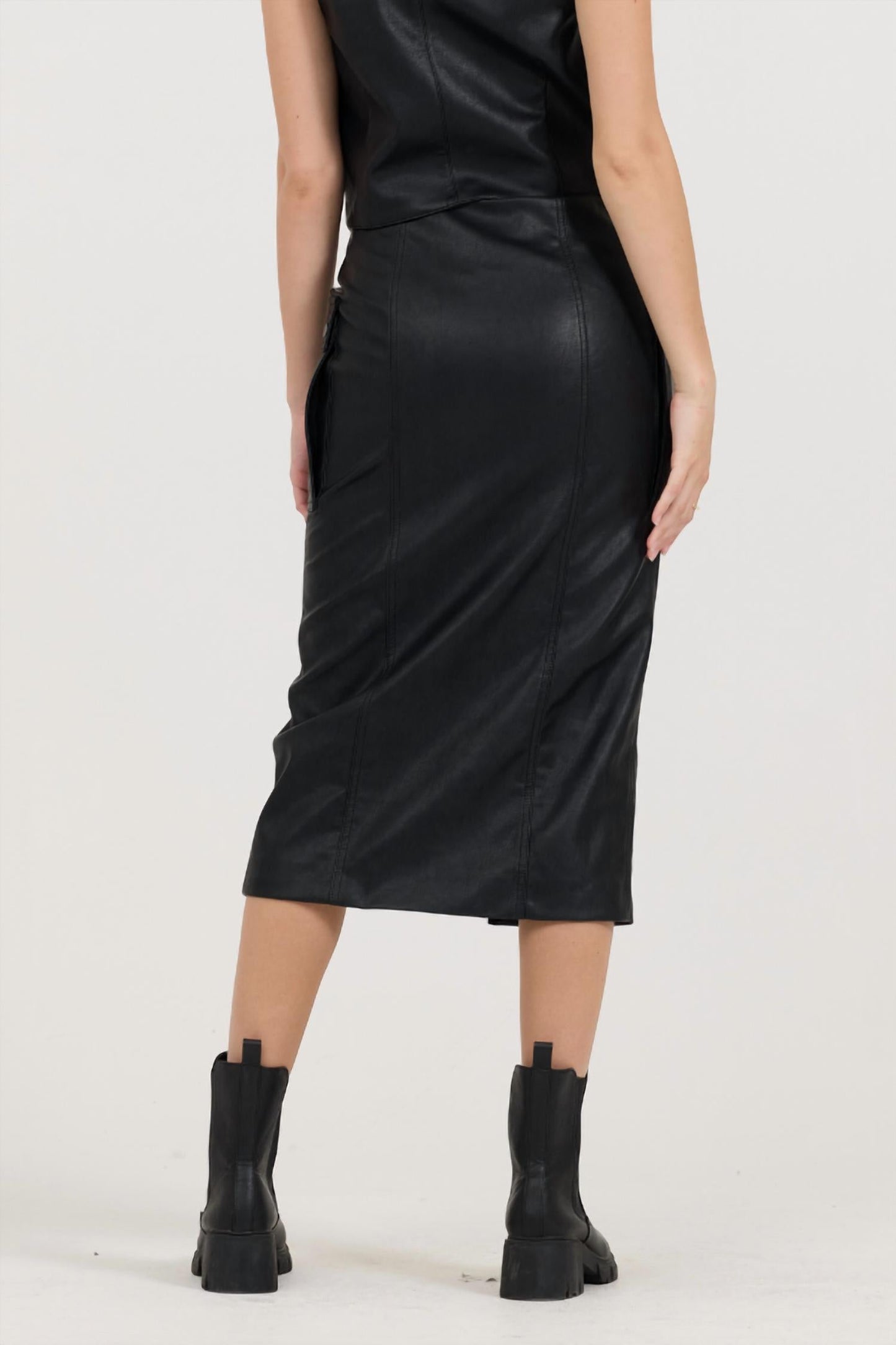 Vintage Havana - Leather Vest And Skirt Set