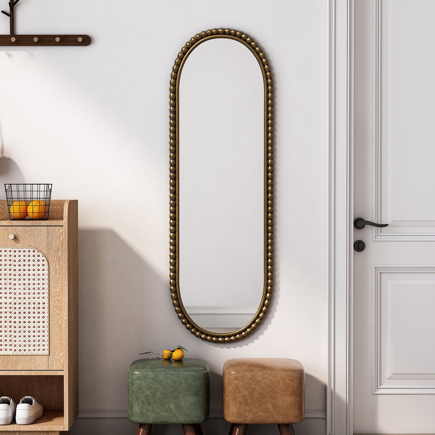 Iron Art Oval Retro Mirror in Gold with Antique Finish