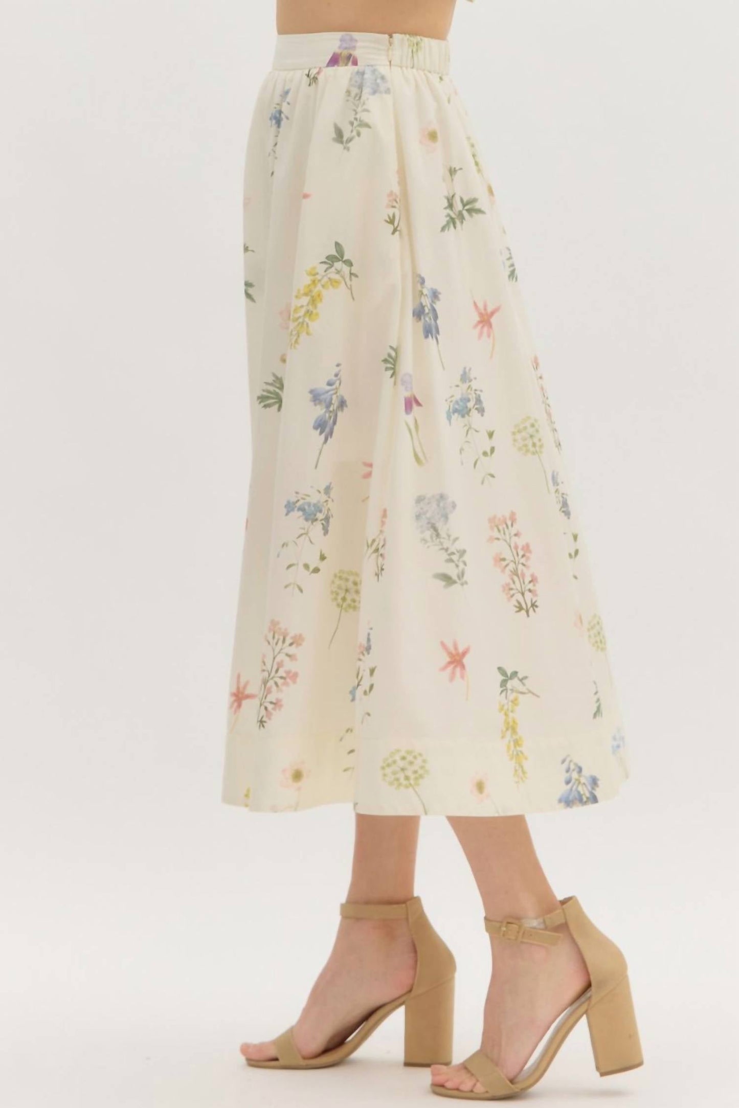 Entro - Carolina Botanic Print Midi Skirt
