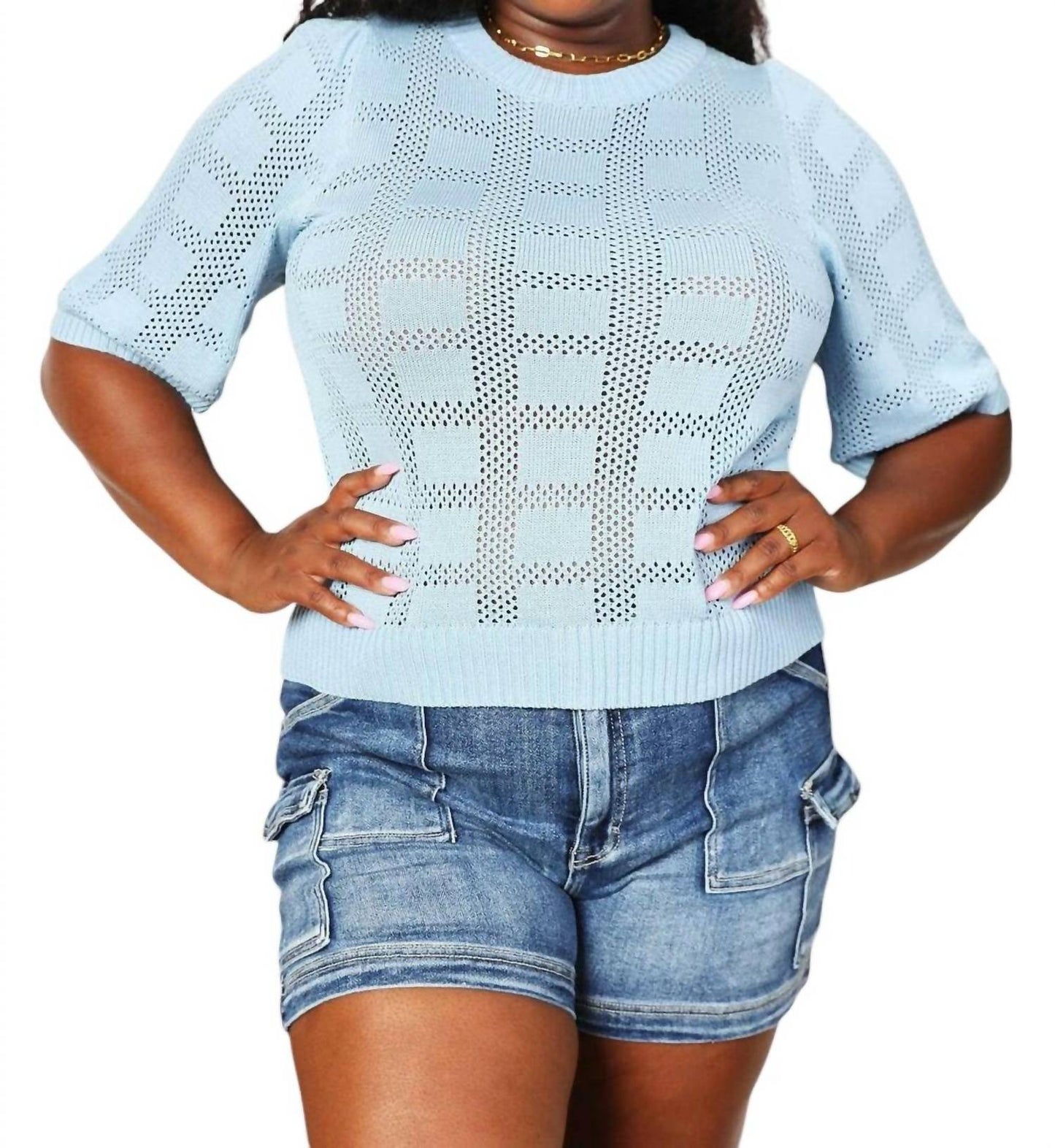 Double Take - Chic Ribbed Round Neck Knit Top