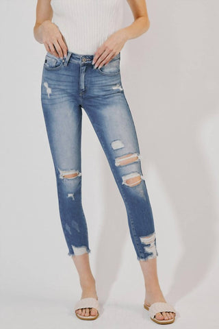 Kancan - Calça Jeans Skinny Desgastada no Tornozelo