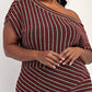 The Curve La - Plus Size Stripe Lurex Knit Off Shoulder Knit Midi Dress