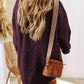1 The Woman - Cable Knit Drop Shoulder Loose Fit Sweater Dress