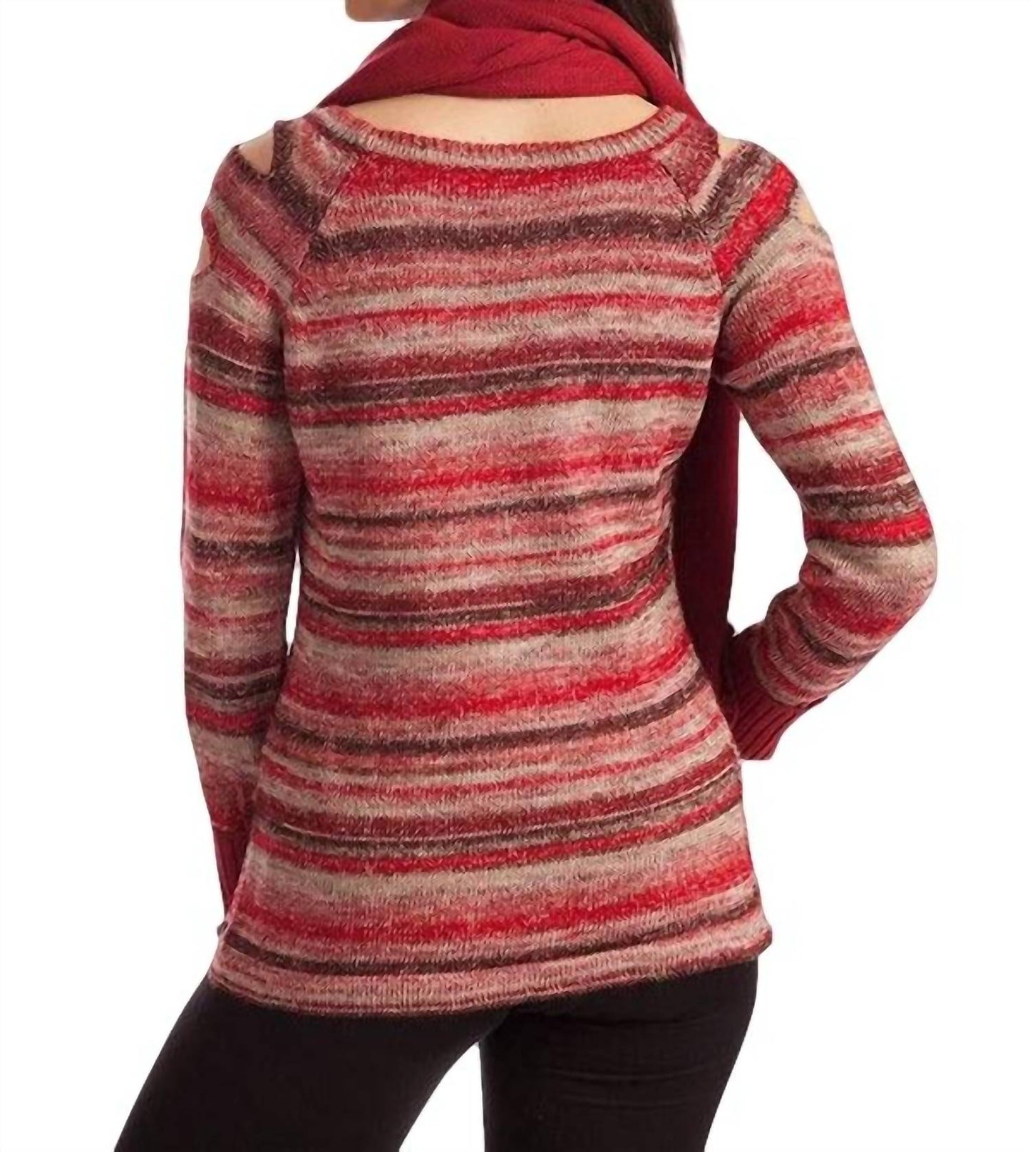 French Kyss - Bethany Striped Sweater W/ Scarf