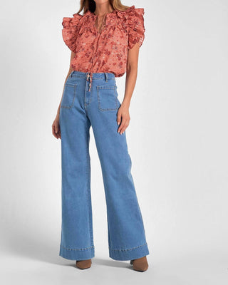 Elan - Blusa de manga curta com amarração frontal