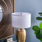 D18x31" Round Aluminum Sheet Gold Table Lamp with White Fabric Shade
