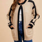 Anniewear - Contrast Line Open Sweater Cardigan
